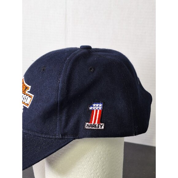 Harley-Davidson Hat Cap Strap Back Blue Embroidered Bar & Shield Biker Mens - Picture 3 of 10